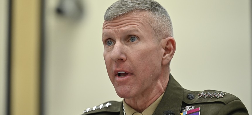 Gen. Eric Smith testifies before the House Armed Services Committee on Readiness on April 19, 2023.